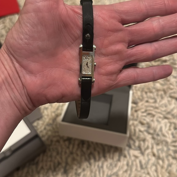 Christian Dior Vintage watch black leather band Crystal dial w/boxes used twice! - Picture 14 of 17